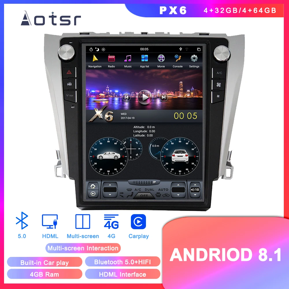 Автомобильный мультимедийный плеер Tesla Style Android 8 1 gps-навигация DVD для Toyota Camry aurion