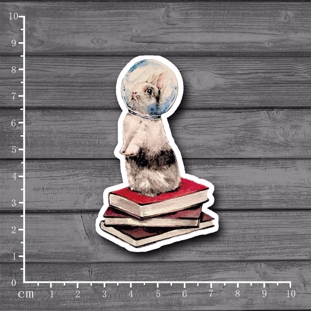 

Rabbit Reading Space Cosmonaut Waterproof Suitcase Stickers On Laptop Notebook Kids Toys Luggage Stationery Stickers[single]