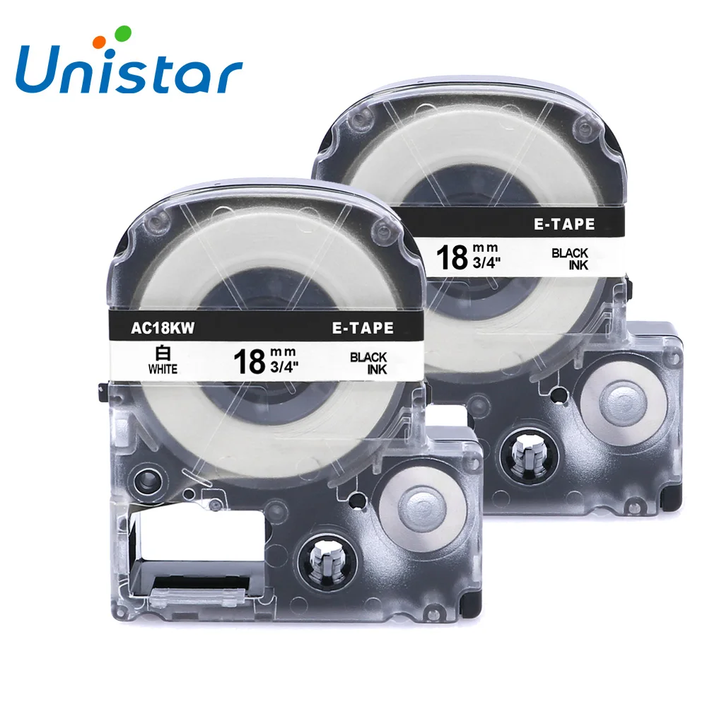 

2PCS/Lot Compatible Epon SS18KW Balck on White Label Tape 18mm tape cartridge for Epson LW-300 LW-400 LC-5WBN Label Maker