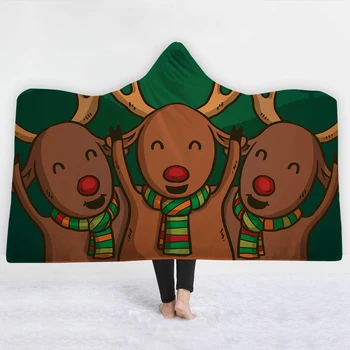 

Brown goat blanket with hat keep Warm soft comfortable Blanket Merry Christmas twin full size green blanket sell well