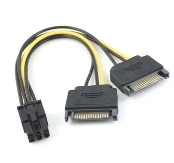 

10pcs shipping ship pci-e 6 pin converter to dual sata adapter cable connector wholesalers