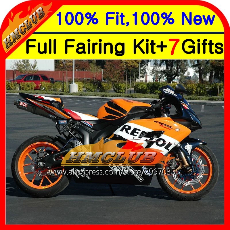 Тела Repsol orange литые изделия для Honda CBR 1000RR 04-05 38HM72 CBR1000 RR 1000 RR 04 05 CBR1000RR 2004 2005 Красный blk обтекателя