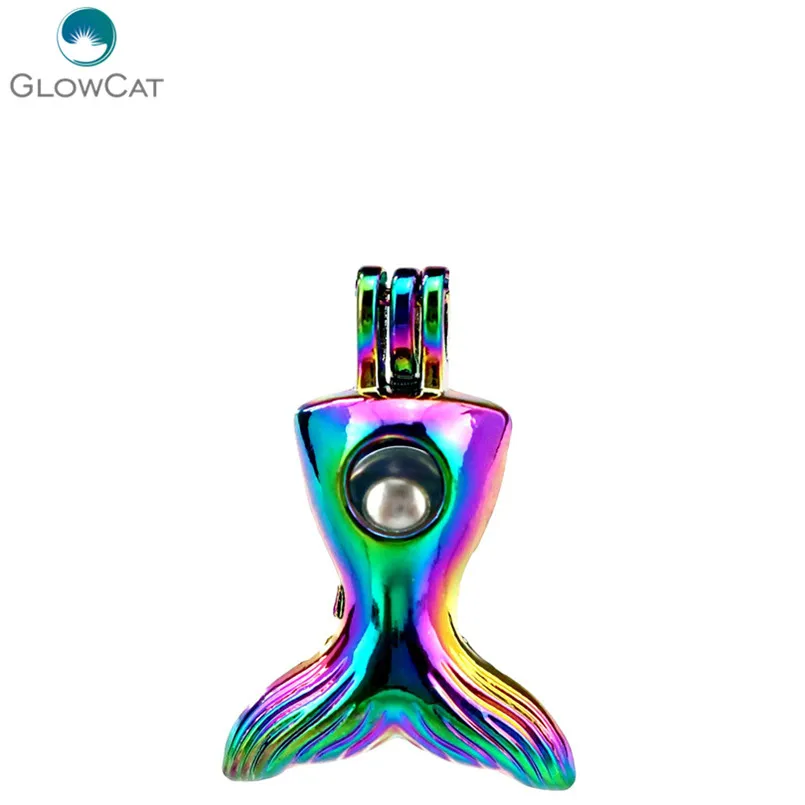 

C700 5pcs/lot COLORS Multicolor Mermaid Tail Cage Pendant Pearl Locket Fairytale Party Essential Oil Diffuser DIY