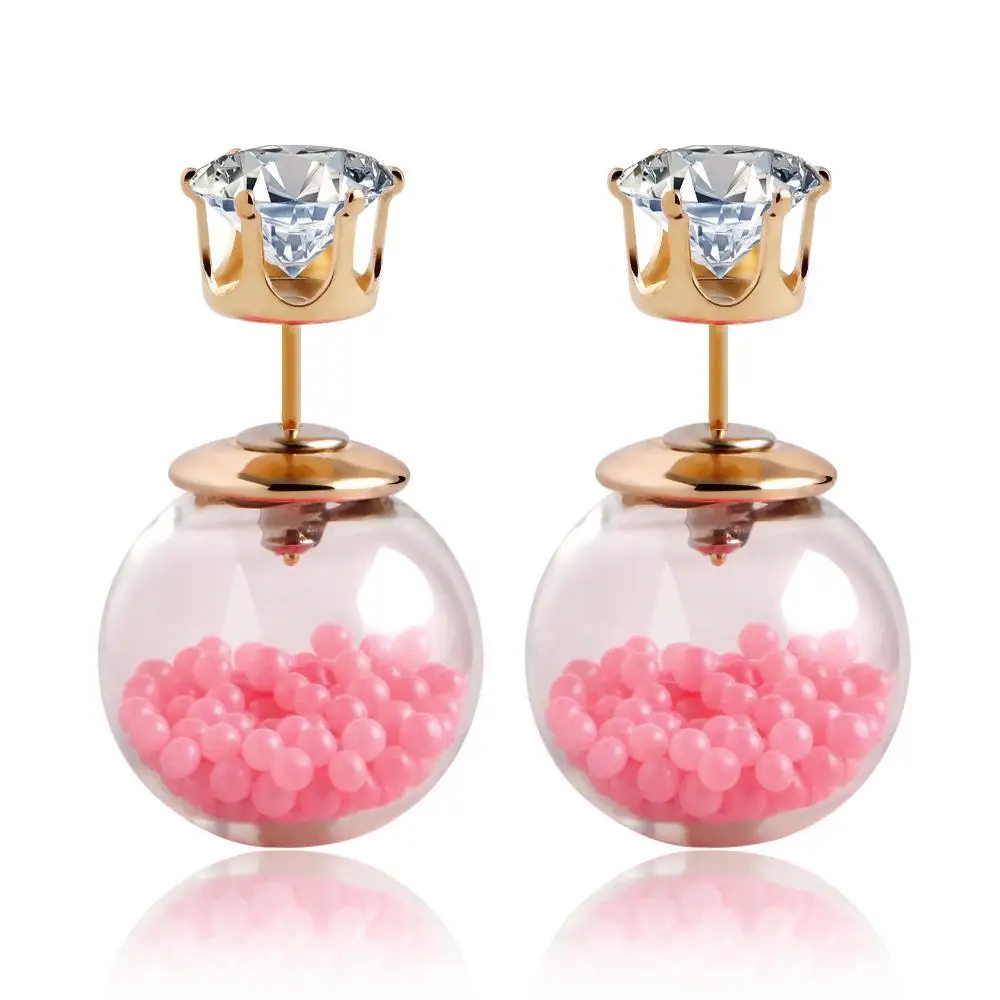 IF YOU 2017 New 11 Colors Summer Style Glass Stud Earring Jewelry