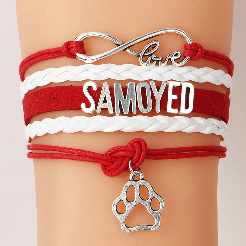 Прямая поставка Infinity Love Samoyed подвеска собачья лапа браслеты ручной работы
