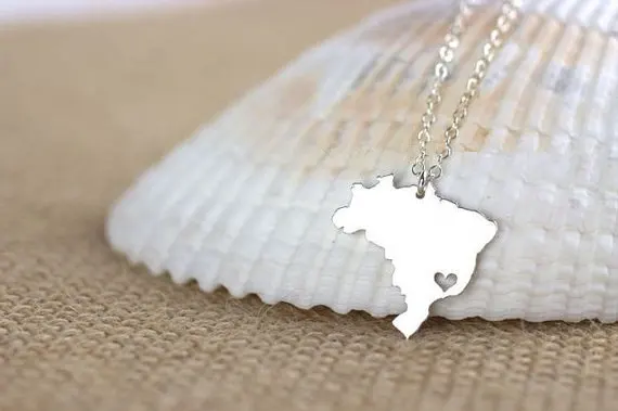 Южноамериканская карта страны Бразилия ожерелье очарование Подвеска