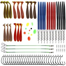 83Pcs/Field Fishing Lures Baits Package Comfortable Plastic Lure Rubber Worms Spring Twist Lock Fishing Beads Fishing Equipment