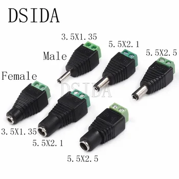 

100PCS male and female DC Power plug 5.5*2.1MM 5.5*2.5MM 3.5*1.35MM 12V 24V Jack Adapter Connector Plug CCTV 5.5x2.1 3.5X1.3