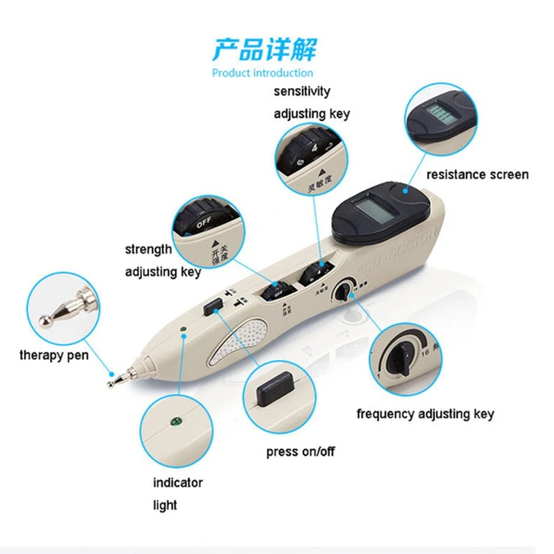 Multi-function Handheld acupoint pen TENS Point Detector with Digital Display Electro Acupuncture Point Muscle Stimulator device Multi-function Handheld acupoint pen TENS Point Detector with Digital Display Electro Acupuncture Point Muscle Stimulator device