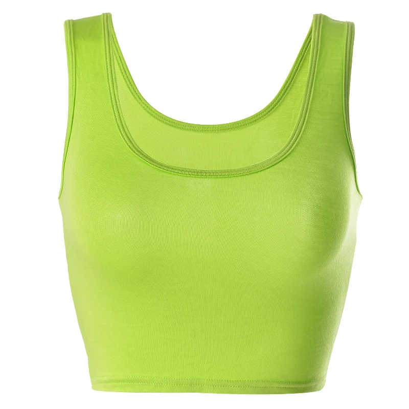 

Vertvie Women Short Crop Tops 2019 New Fashion Sleeveless U Crop Tops Solid Colors Fitness Tank Tops Female Casual Vest Tube Top