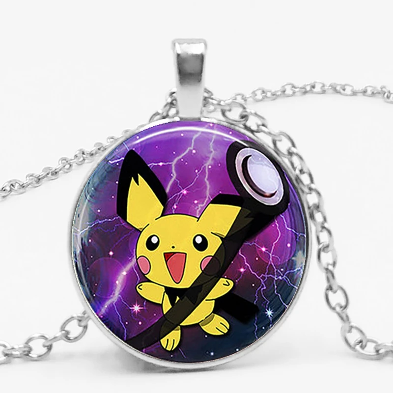 90S RETRO POKEMON PIKACHU CHARM NECKLACE 18/" SILVER CHAIN UK SELLER