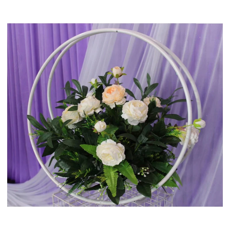  Wedding party props backdrop wrought iron ring arch table centerpiece road lead decorative flower c