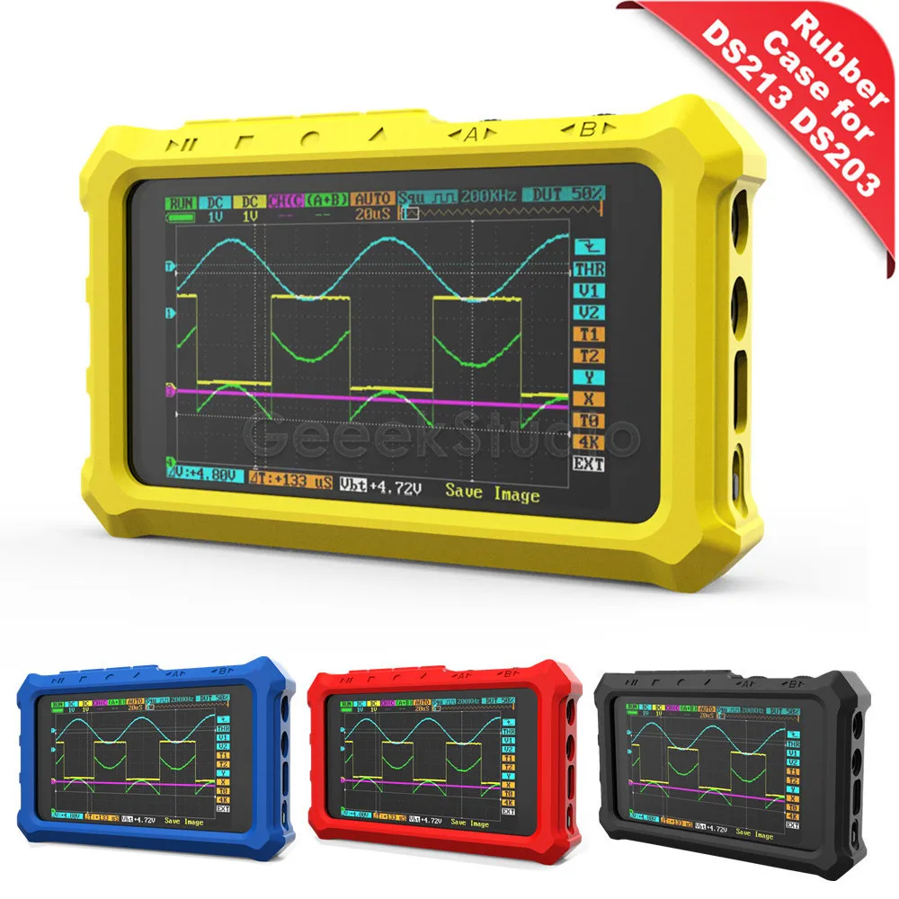 Yellow Silicone Case for DS213 Mini Pocket Size Digital Portable Storage Oscilloscope with 1Pcs Ring Bracket Oscilloscope Silicone Case