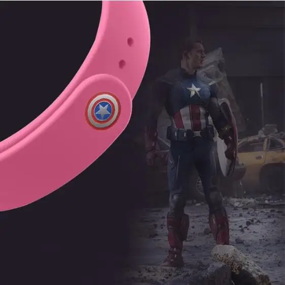 pink NO.2 Горячая Марвел из Мстителей фильм герой для Xiaomi mi Band 4 3 2 Браслет ремешок mi band 3 2 наручный ремешок для mi band 2 3 4 силиконовый - Цвет ремешка: pink NO.2