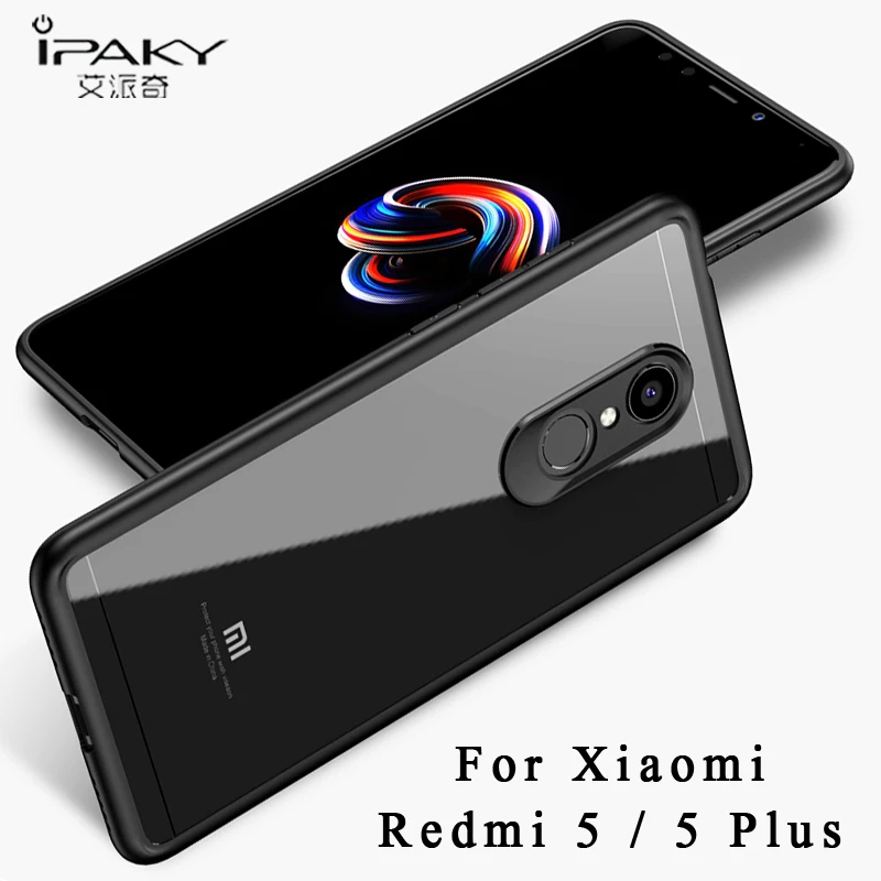 For xiaomi redmi 5 plus original ipaky Case Soft Silicone Frame + Acrylic transparent Back Cover case for phone |