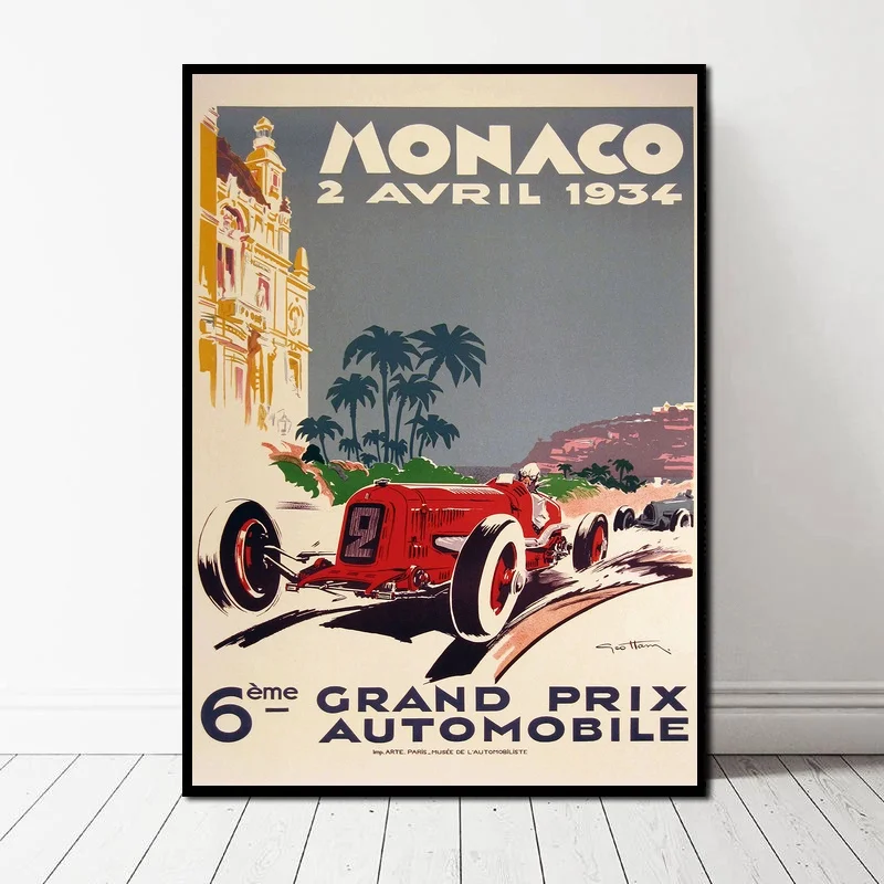 Плакат Grand Prix от Монако 1934 классический холст Художественная печать настенные
