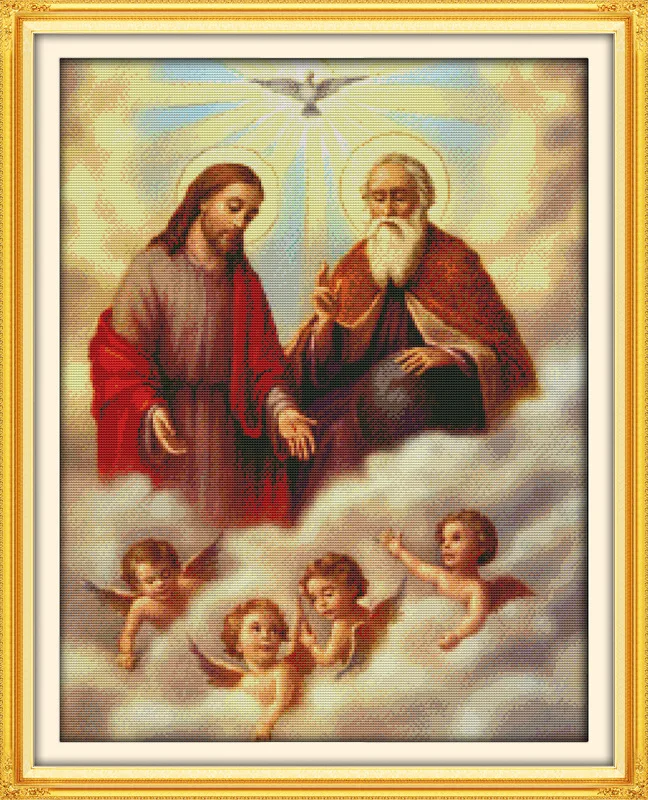 

Holy Jesus and cherubs Printed Canvas DMC Counted Chinese Cross Stitch Kits printed Cross-stitch set Embroidery Needlework