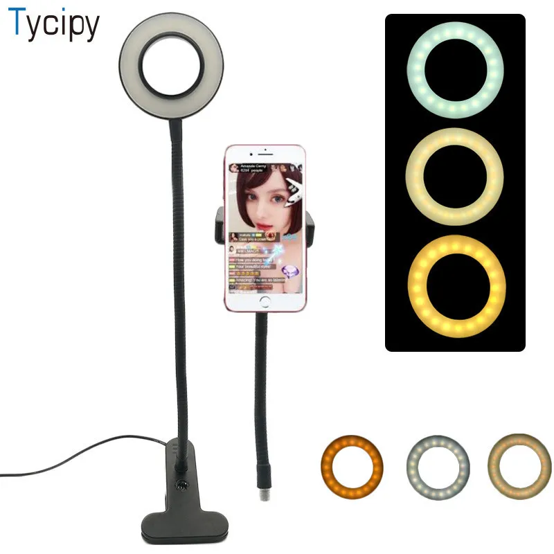 Tycipy Ring Light LED Photography Mini Selfie Light Photo Camera Video