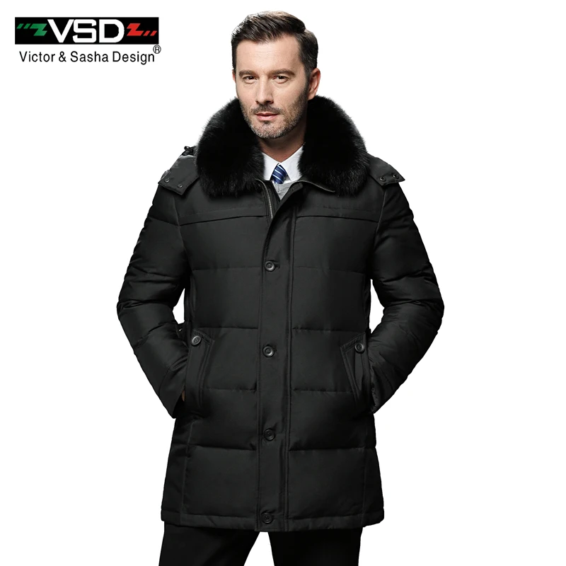 VSD модная теплая зимняя куртка-пуховик для Для мужчин пальто с настоящим мехом теплые Для мужчин парка пальто Для мужчин Casaco masculino 4XL VSD687