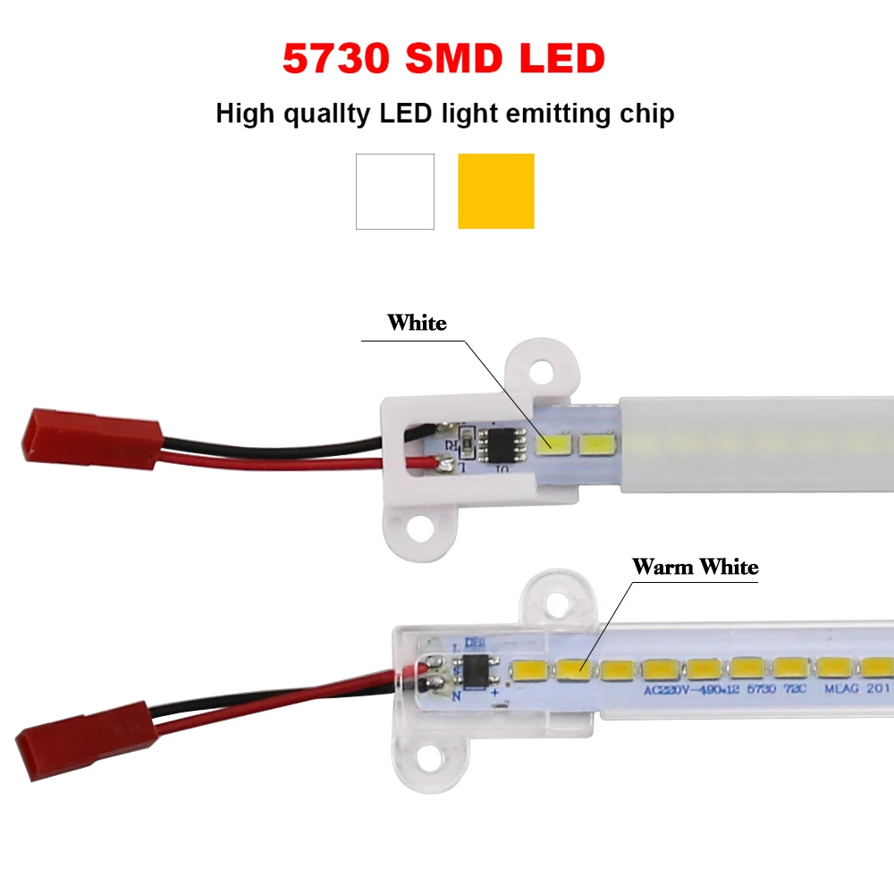 Кухонный светодиодный светильник с жесткой полосой 5730 светодиодное освещение шкафа барный светильник 220 в 72 светодиодный с высокой яркостью светодиодный люминесцентный светильник