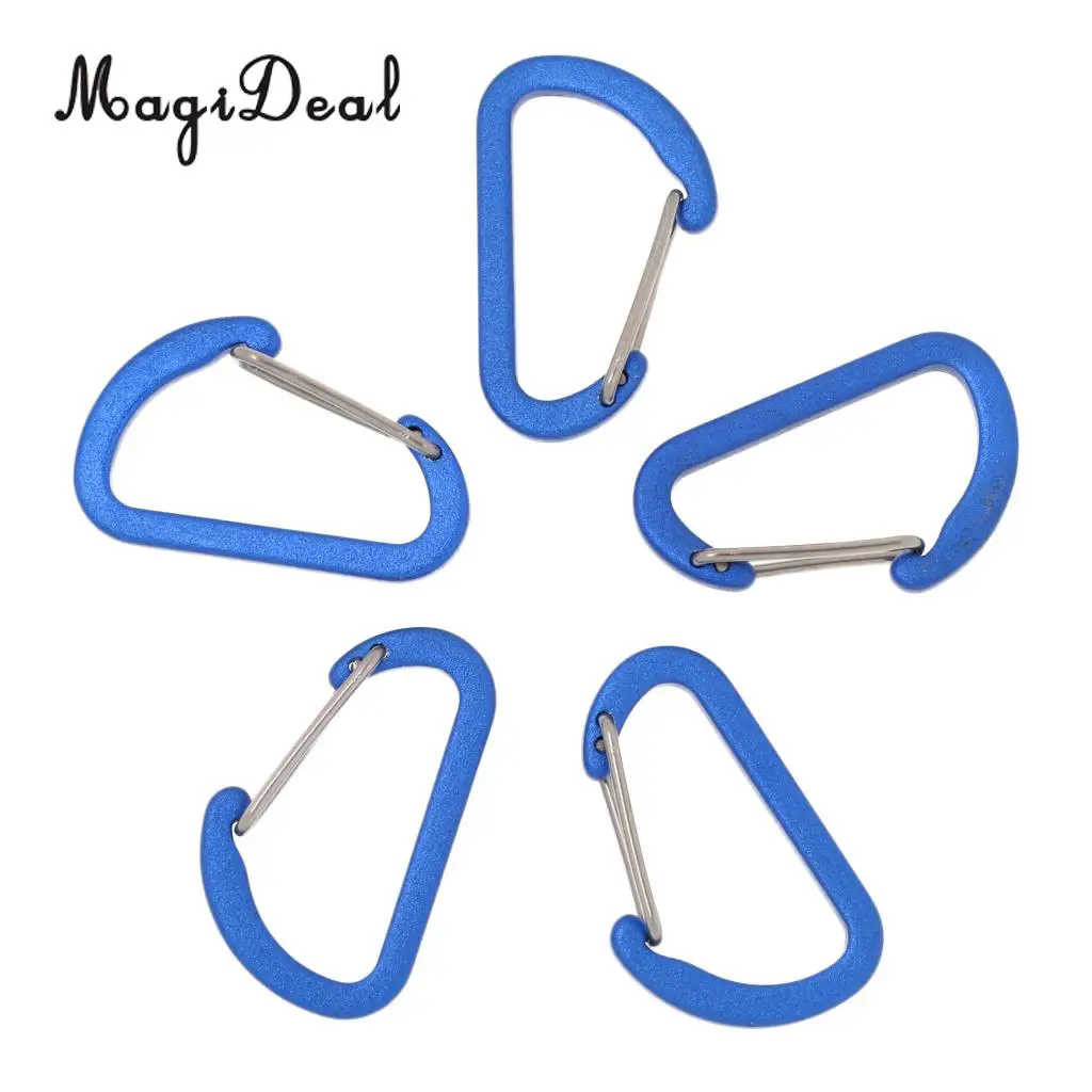 High Quality 5 Piece Outdoor D Ring Carabiner Spring Snap Clip Key Chain Hook Buckle Climbing Caving Hiking Camping Travel
