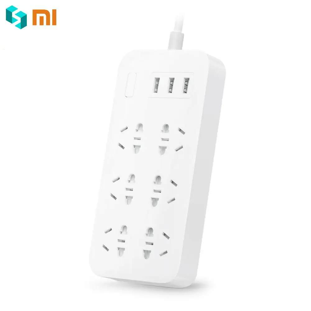 

Original Xiaomi Mijia Power Strip Basic Version 6 Sockets With 3 5V 2.1A Fast Charging USB Ports White Mi Socket Solid Color