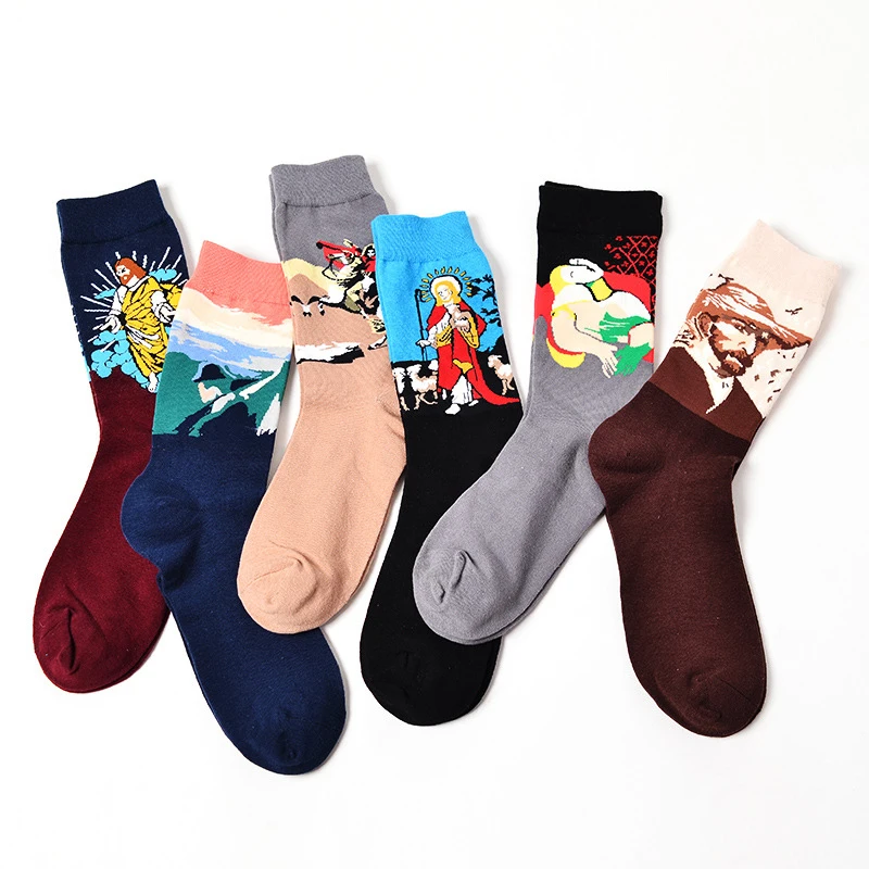 Socks Funny Retro Art Painting Character Pattern for Women Men ox Calcetines Van Gogh Socks paragraph abstract art oil painting Socks Funny Retro Art Painting Character Pattern for Women Men ox Calcetines Van Gogh Socks paragraph abstract art oil painting