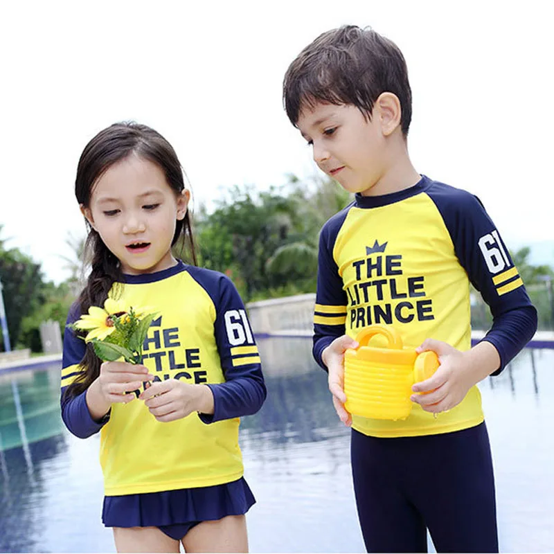 

Children's Swimwear for Girl Boy Yellow Swimming Suit Baby Bathing Suit 2 Pieces Beach Wear Ups Baby Swimsuit Kids 16A02