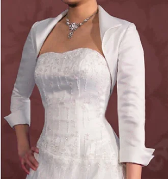 

Satin Turndown Collar White/Ivory Bridal Jackets 3/4 Sleeve Wedding Bolero/Wrap/Shrug CTS-092