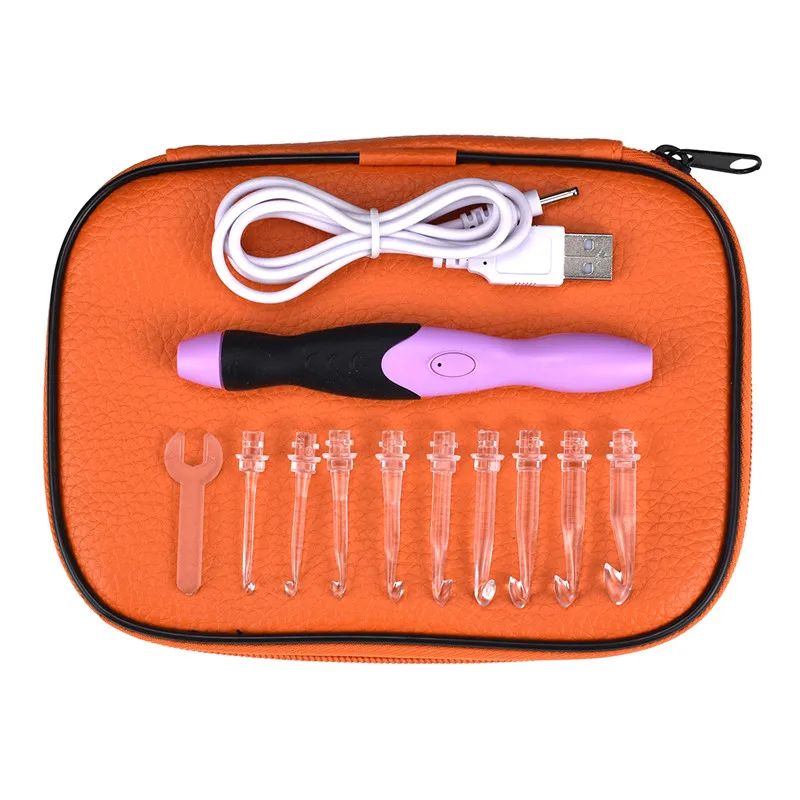 Светильник крючком набор USB вплетать в пряжу вязальные иглы, швейные инструменты Калибровочные ножницы держатели для стежков швейные инструменты с Чехол - Цвет: Orange Color