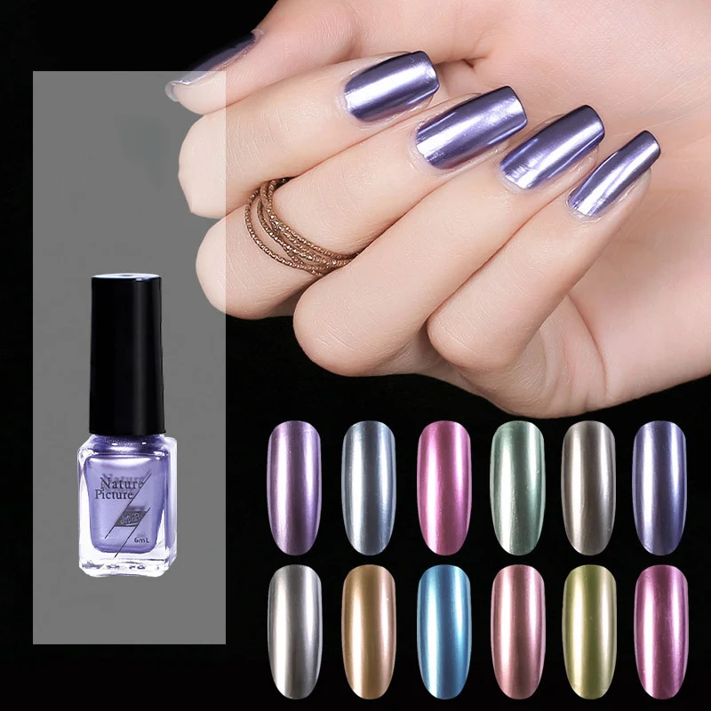 

Fashion Mirror Nail Polish Silver Transparent Purple Rose Gold Color 6ML Long-Lasting Nail Polish Girl Cute Nail Decoration Tool