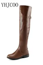 New Quality PU Sexy Women Over the Knee font b Boots b font Square heel Motorcycle