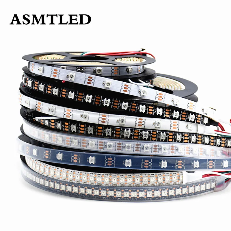 DC5V WS2812B светодиодная Пиксельная лента RGB 5050 полноцветная 30/60/144 WS2812 Pixel IC Ditigal