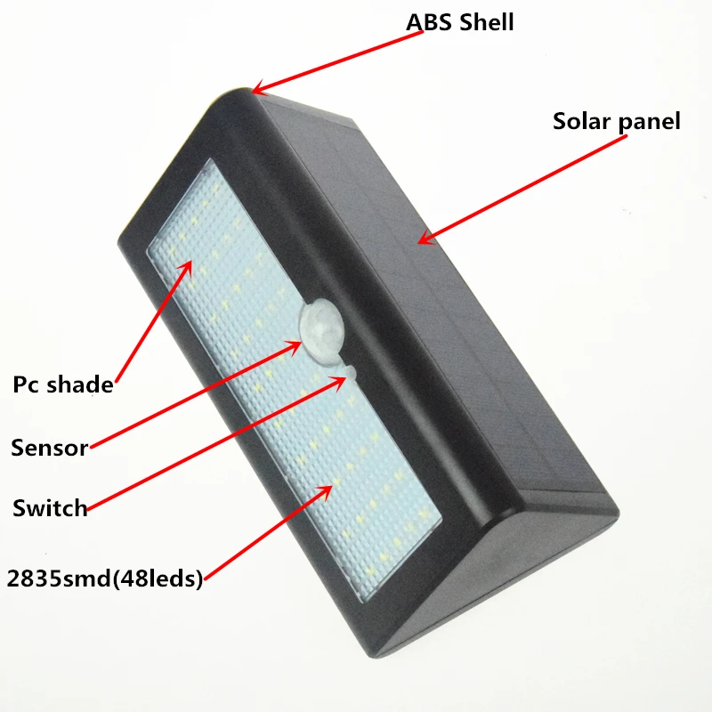AIFENG IP65 48 Светодиодный 500LM светодиодный солнечный свет на открытом воздухе человека зондирования 4 режима беспроводной настенный светильник Открытый Светодиодный Солнечный свет водонепроницаемый