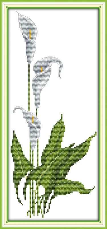 

new Alocasia callas(1) flower cross stitch kit DMC 14ct white 11ct printed embroidery DIY handmade needle work wall home decor