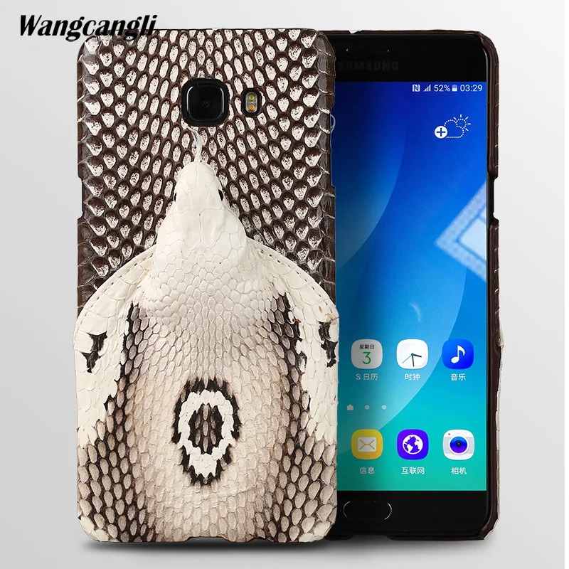 

Brand genuine snake skin phone case For Samsung C9 Pro phone back cover protective case leather phone case For Samsung a8 2018