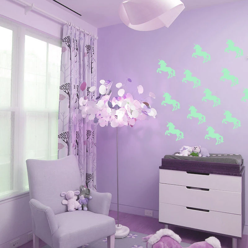 Cartoon Unicorn Luminous Wall Sticker DIY Removable Fluorescent Vinyl Decals Home Bedroom Decor Glow In the Dark Poster