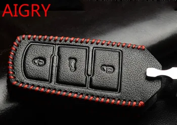 

3 Button Red Thread Leather Car Remote Key Fob Shell Cover Case For VW Passat CC B6 3C B7 Skin Holder Protector