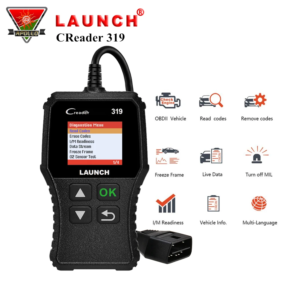 Launch X431 Creader 319 CR3001 Full OBD2 OBDII Code Reader Scan Tools OBD 2 CR319 Car Diagnostic tool PK AD310 ELM327 Scanner Launch X431 Creader 319 CR3001 Full OBD2 OBDII Code Reader Scan Tools OBD 2 CR319 Car Diagnostic tool PK AD310 ELM327 Scanner