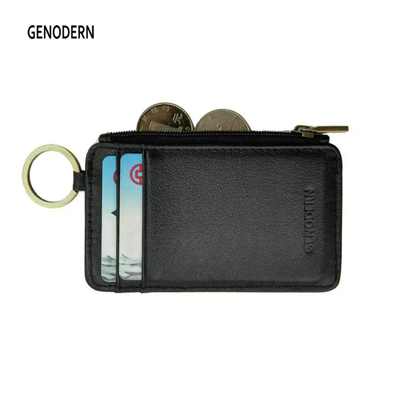 GENODERN Slim Card Holder with Key Ring Coin Pocket Men's Credit Card