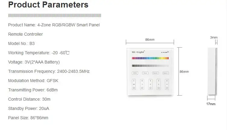 2,4G Mi-светильник B3 T3 модель 4 зоны RGB RGBW настенный светодиодный сенсорный переключатель панель Пульт дистанционного управления для MI светильник RGBW RGB контроллер