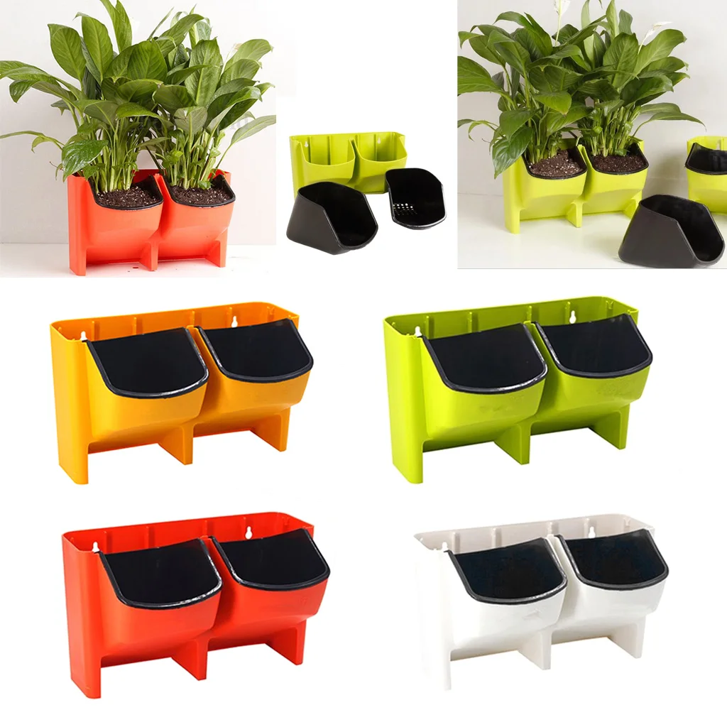 4FFB Plastic Flower Pots Storage Holder Wall Planter for Small Plants 