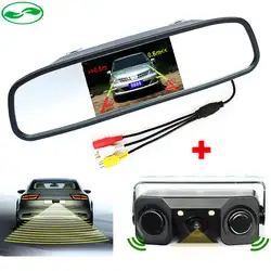 3в1 датчик помощи при парковке для видео резервный радар с камерой заднего вида + 4,3 дюймов ЖК-дисплей Автомобильный зеркальный монитор