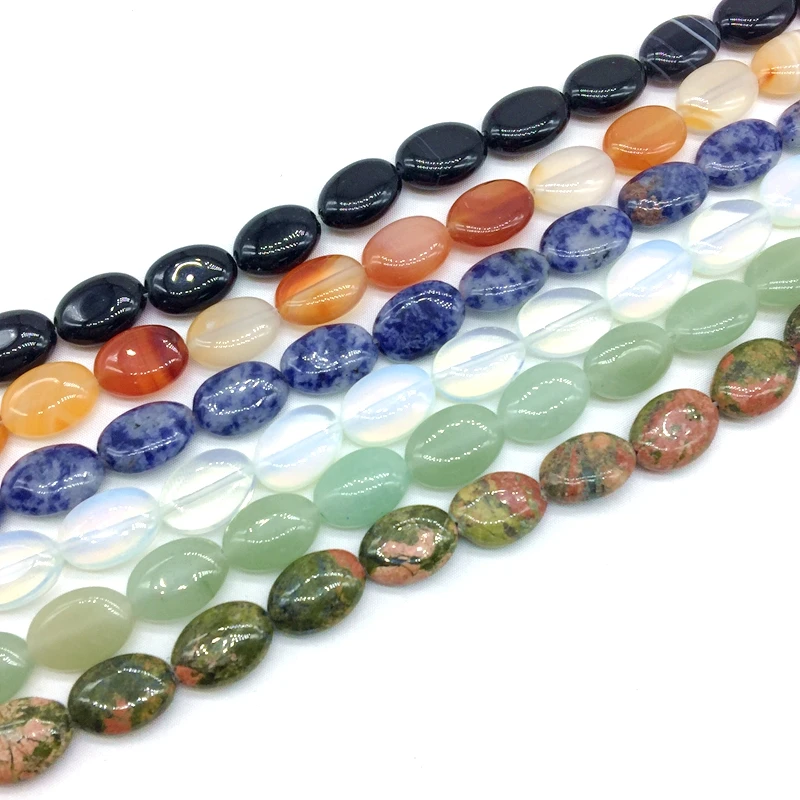 

Natural Stone Beads Puff Oval Shape 10x14 mm 16 inch 28 beads Great For DIY Making Necklace
