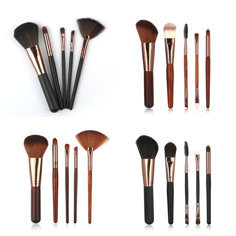 

5pcs Makeup Brushes Set Eyebrow Eyeliner Blush Foundation Power Brush Professional Wooden Handles Makeup Brush Cosmetic Tool Kit