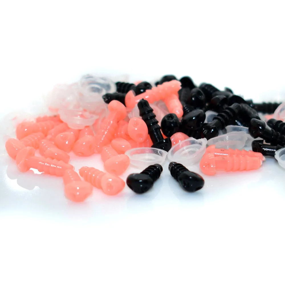 

100pcs 10x7mm 7x5mm black Pink Colors plastic safety toy nose &soft washer for diy Puppy Bear Animal Puppet plush doll findings