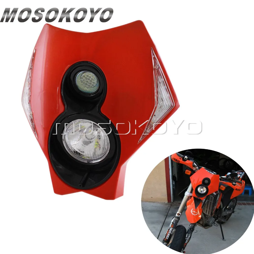 Красный Мотоцикл MX Enduro X2 головной светильник светодиодный индикатор светильник налобный фонарь для GasGas и EC300 HONDA CRF450 SUZUKI DRZ400