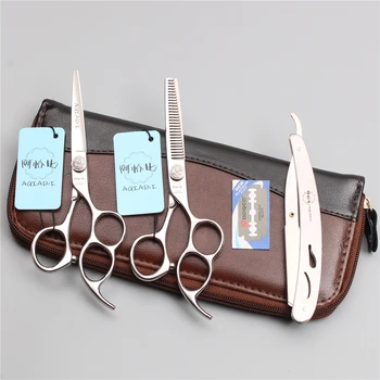 

6" 17.5cm Japan 440C AQIABI Hairdressing Scissors Cutting Shears Thinning Scissors Set of Tools Professional Hair Scissors A9011