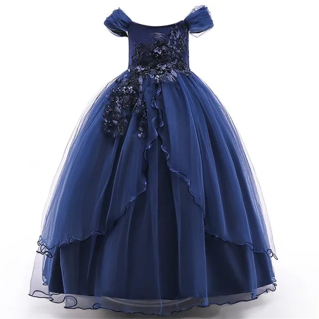Г. Летние пышные торжественные вечерние и свадебные платья для девочек-подростков, платье принцессы для дня рождения 14, 10, 12 лет - Цвет: Navy blue