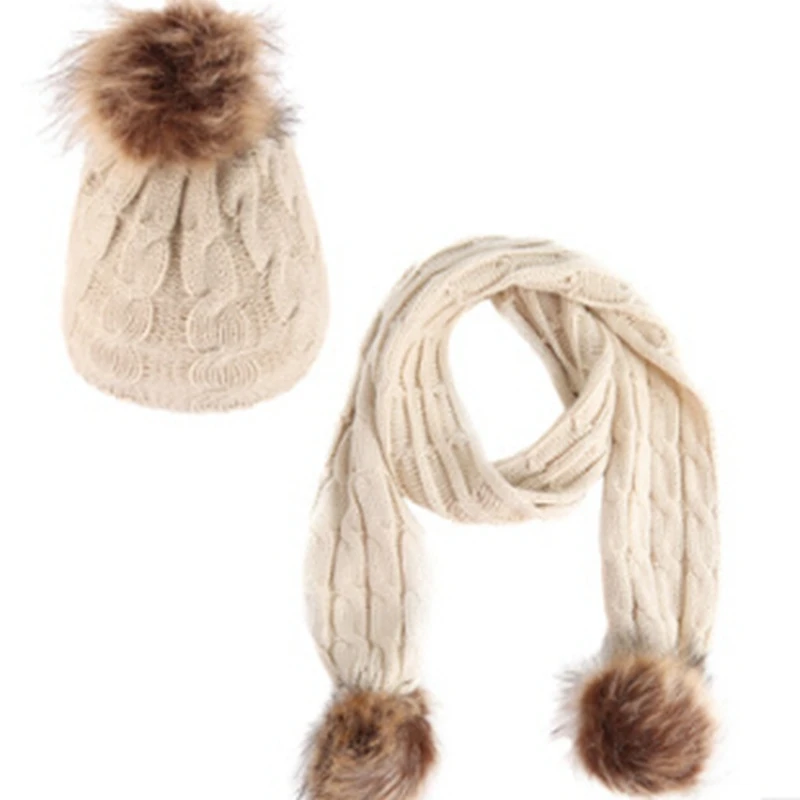 Зимняя детская теплая вязаная шапка с помпоном и Шапка-бини для малышей от 1 до 6 лет